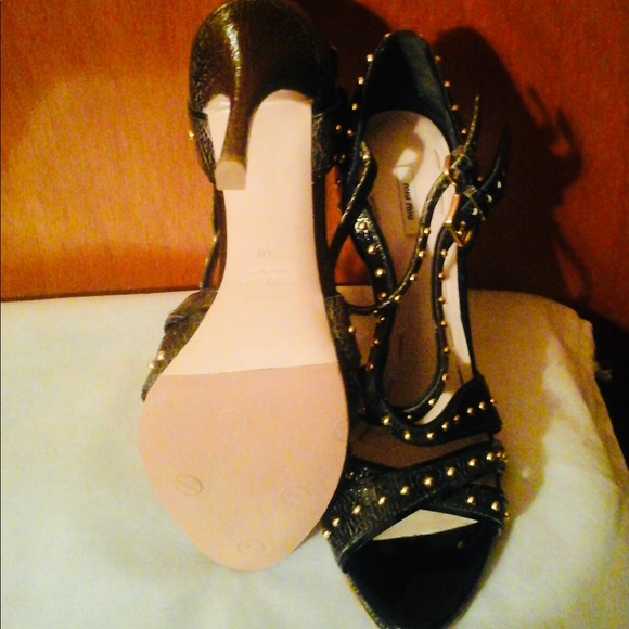 Miu Miu Stud- Embellished Crossover Sandal - Picture 4 of 5